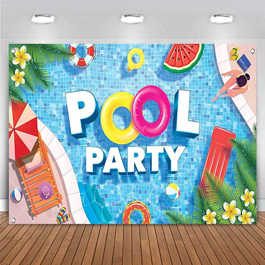 acqua acqua piscina grande festa compleanno bambino banner hawaiano palma onda