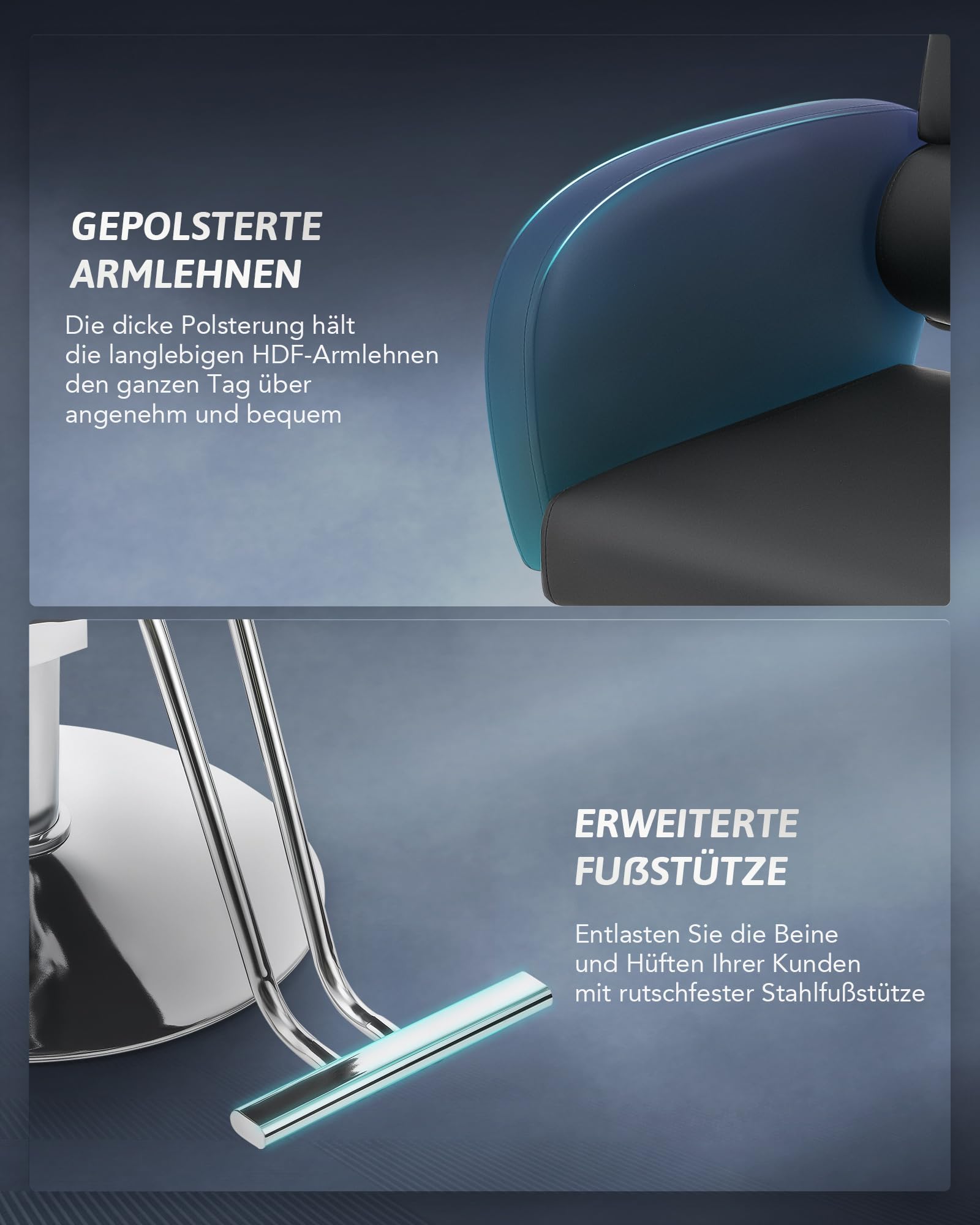 CO-Z Friseurstuhl Schwarz 41-56 cm Höhenverstellbar 360° Drehbar 250KG Barberstuhl
