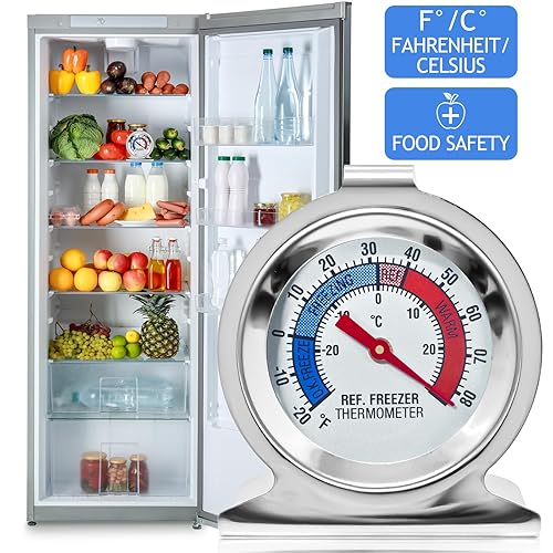 Miniatura 4 de Paquete de 12 termómetros para refrigerador y congelador, con esfera grande, con doble escala de -30 ~ 86.0 °F/-20 ~ 80 °F para refrigerador