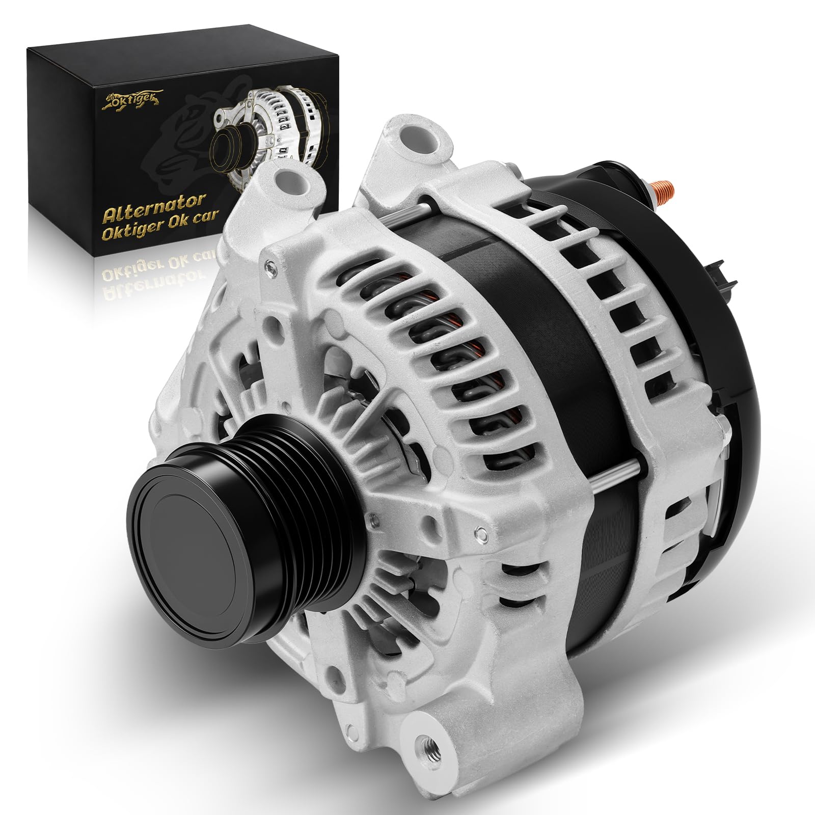 Photo 1 of Oktiger Upgraded 3.6L Flex Alternator for Ram Promaster 1500 2500 3500 2014-2021 Base 3.6L V6 Flex, V6 12V 220Amp Clockwise 6-Groove Decoupler Pulley, Replacement Alternators, OE 4727756AA 11793N
