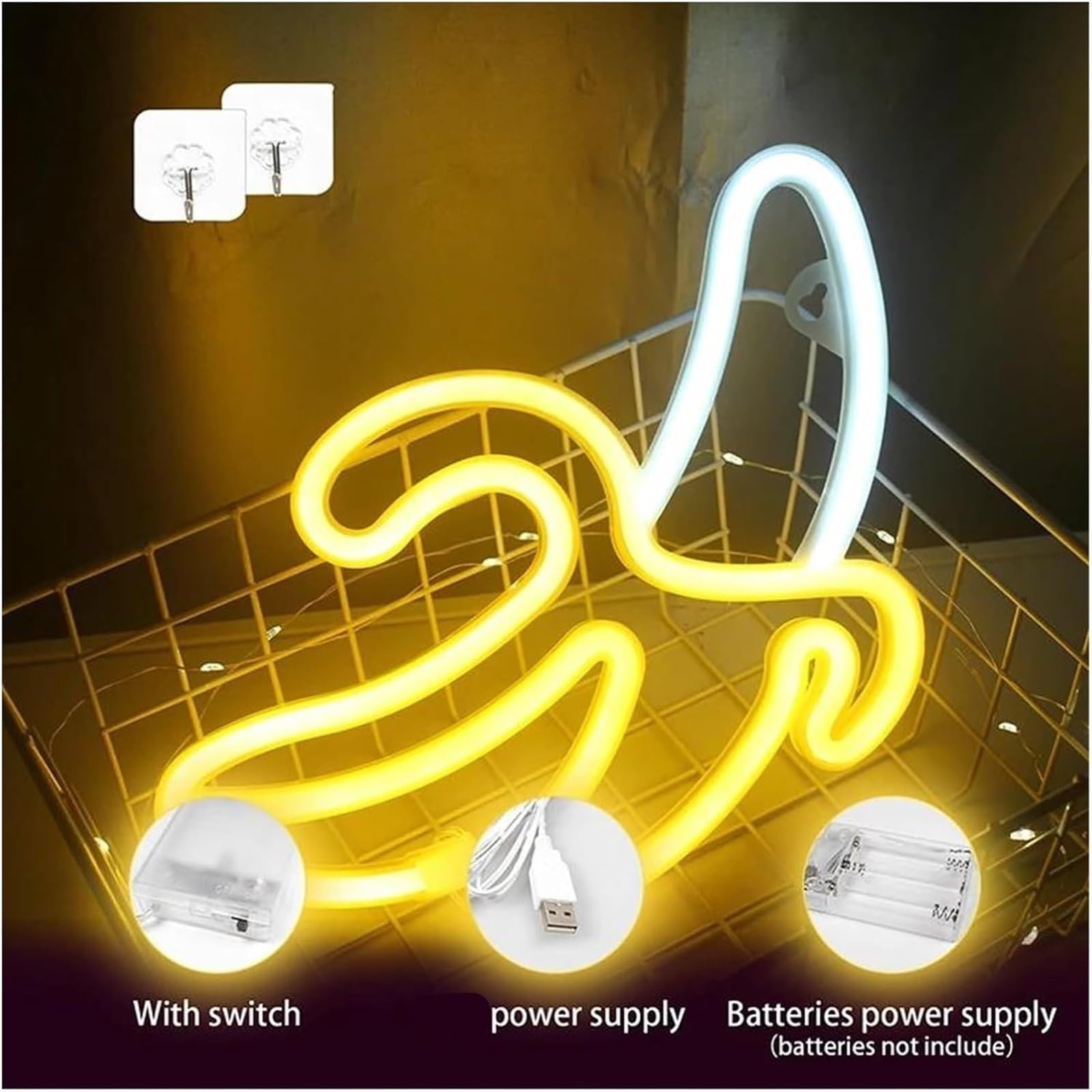 Señal de luz de neón para lámpara de neón Palabra prestada Plátano para letreros LED para batería