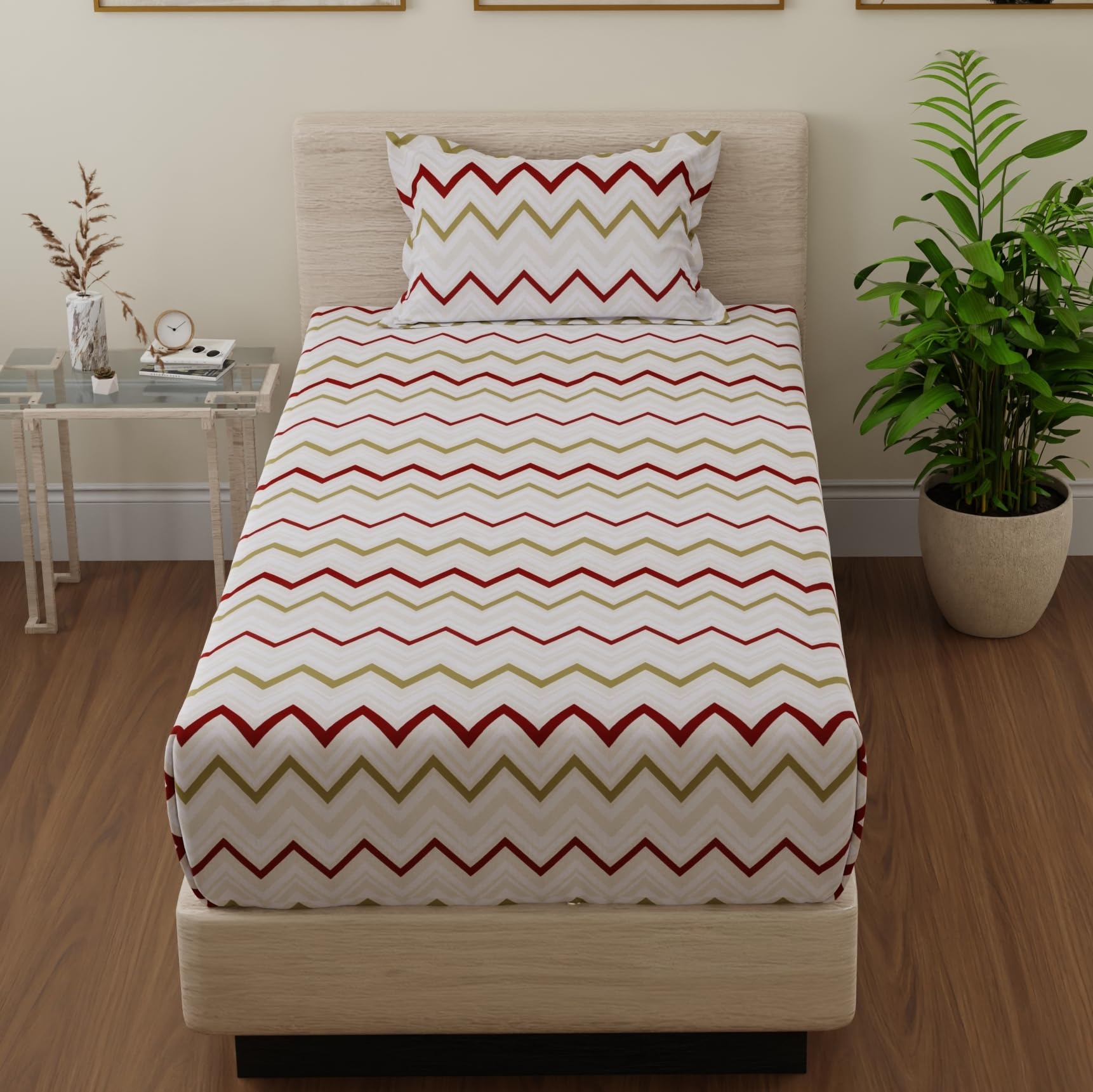Huesland Cotton Fitted Sheet - Single Bed, Paisley Design -30