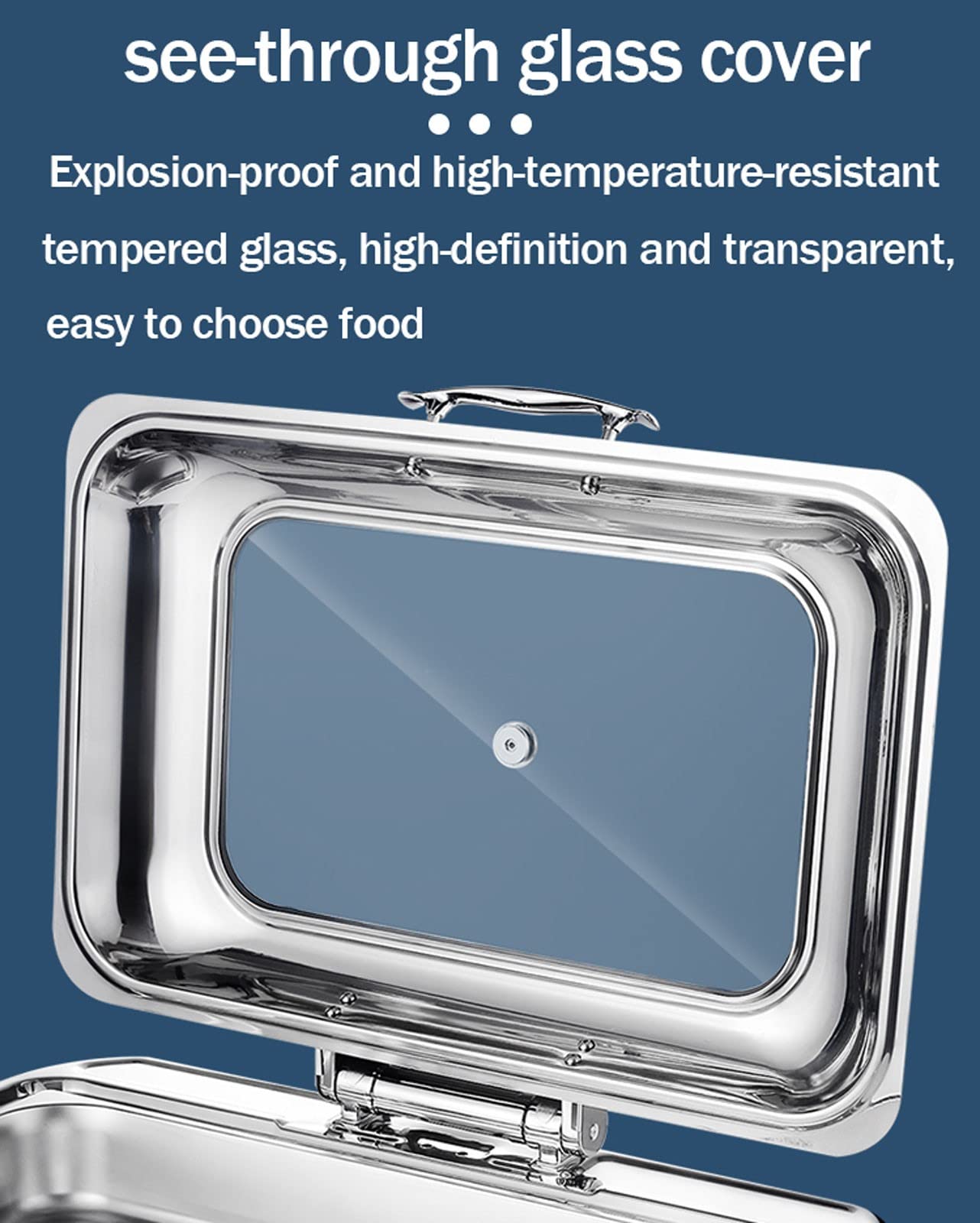 400w Scalda Vivande per Buffet Visibile, Scaldavivande Chafing Dish Elettrico con Manico Liscio, Contenitore Scalda Cibo Acciaio Inossidabile per Matrimoni Feste Banchetti Catering Eventi(Size:3grid)