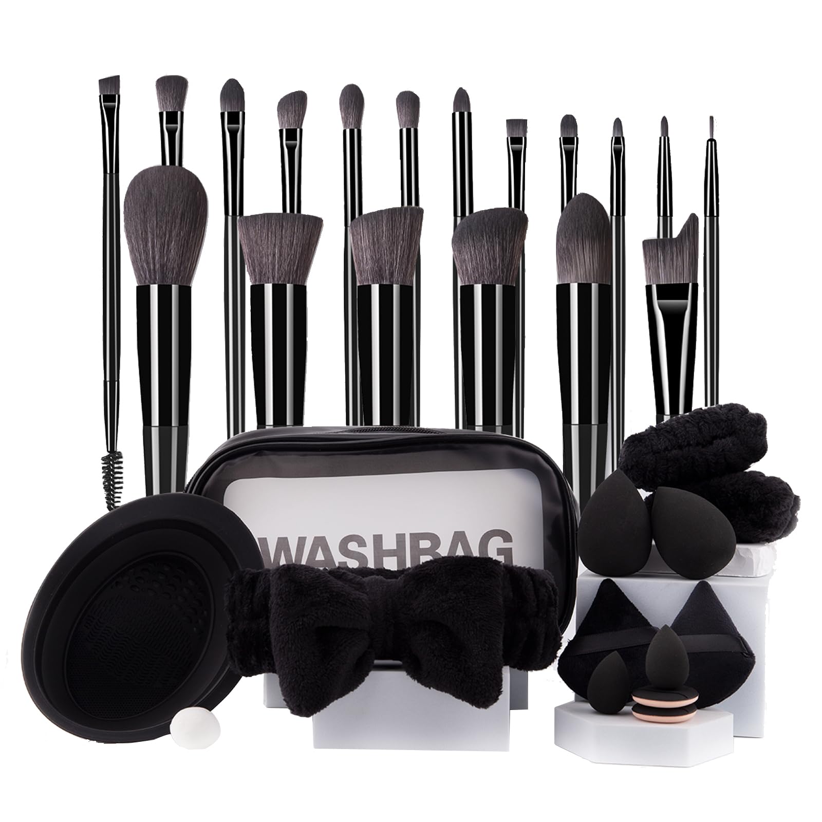 LHLXZQ Makeup Brush Set, Travel Beauty Tool Set including Makeup Sponge, Powder Puff, Brush Cleaner