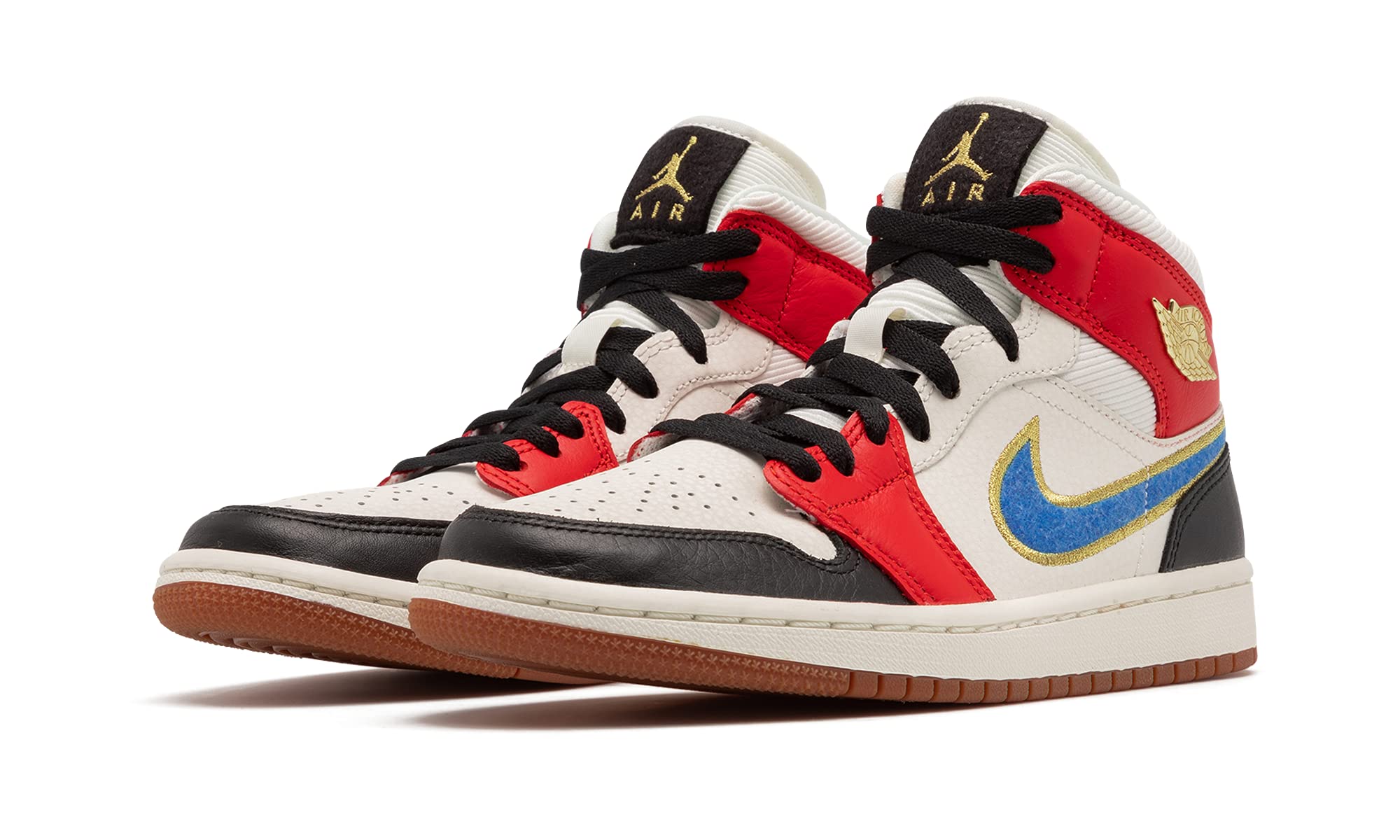 Nike Femmes Air Jordan 1 Mid Se Chaussures, Voile/photo bleu-rouge chili, 8.5