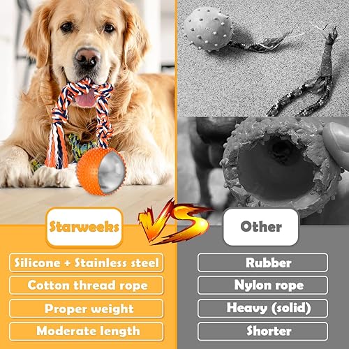 Vista 4 de Juguetes para perros con pelota en cuerda – Juguete interactivo duradero para perros grandes, medianos y pequeños, aburrimiento y estimulante