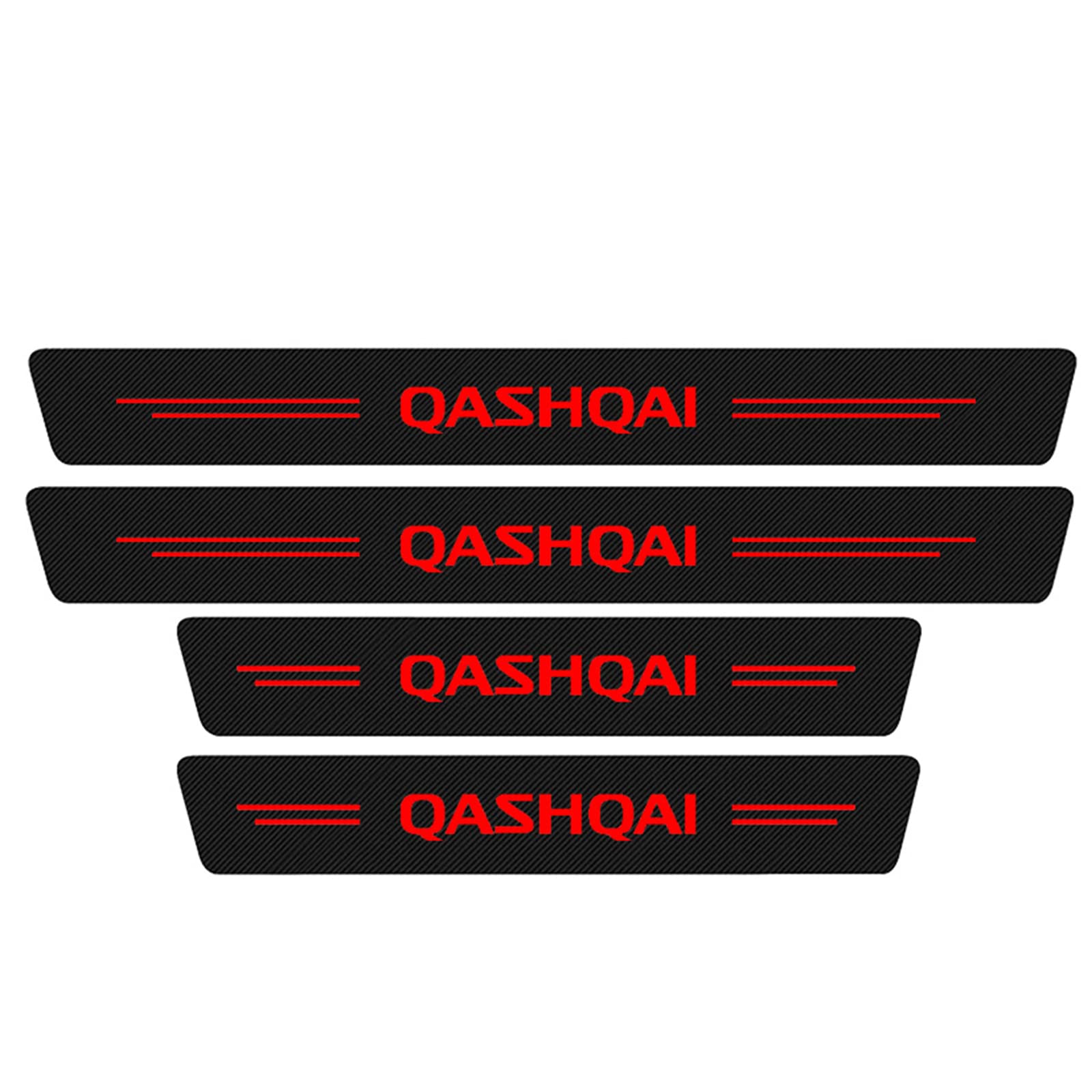 Symilov Red 4Pcs Car Sill Protectors Strips For Nis-San Qashqai J10 J11 J12, Anti Scratch Carbon Fiber Car Door Edge Entry Kick Plates Guards Stickers Styling Decorative Accessories,