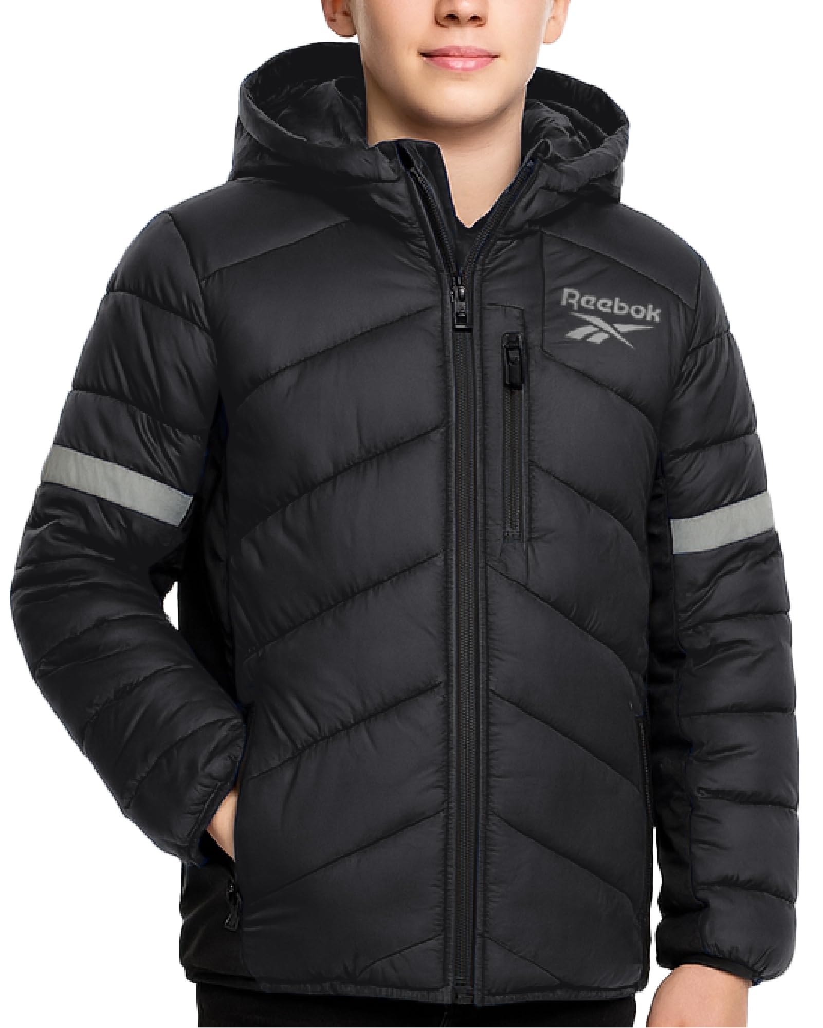 Reebok Boys Heavyweight Puffer Jacket, Wind &amp; Water Resistant Winter Coat