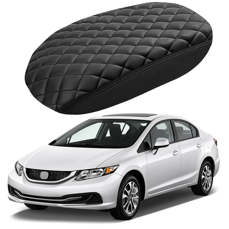 Capa para Apoio de Braço do Console Central Honda Civic 2006 a 2011 em Couro com Elástico Antideslizante VTVWNM