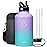 BUZIO 64oz Insulated Water Bottle Stainless Steel Double Wall Leak Proof Half Gallon with Straw Lid and Flex Cap (Cold for 48 Hrs) Sports Flask Metal Travel Mug for Hiking, Camping, Purple Green