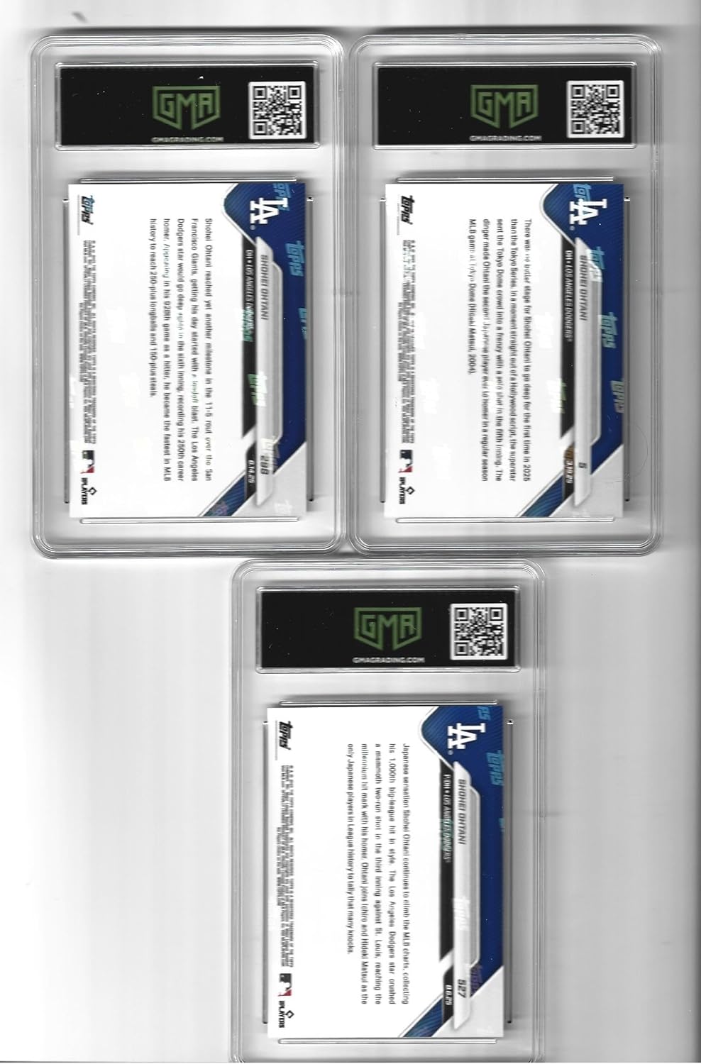 Graded Gem Mint 10 Shohei Ohtani 2025 Baseball 3 Card Lot Dodgers 4 Time Mvp Superstar! You Will Receive All 3 Cards Shown