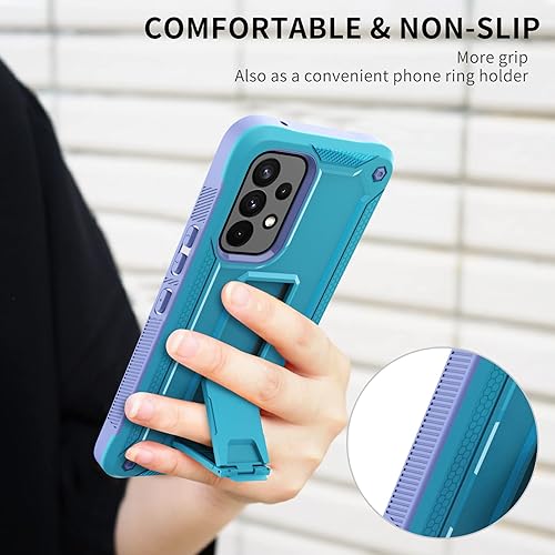 Miniatura 8 de Funda compatible con Samsung A53 5G, máxima protección contra caídas con protector de pantalla integrado y soporte (azul)