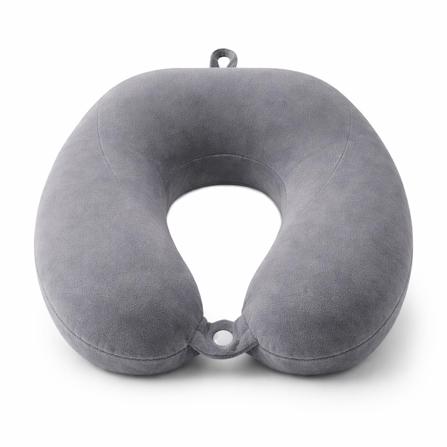 VENDITA U-Shaped Travel Neck Pillow with Snap Button, Grey | Soft Velvet Cover, Neck Support, Hanging Loop, Airplane Travel, Snap Closure-image-47