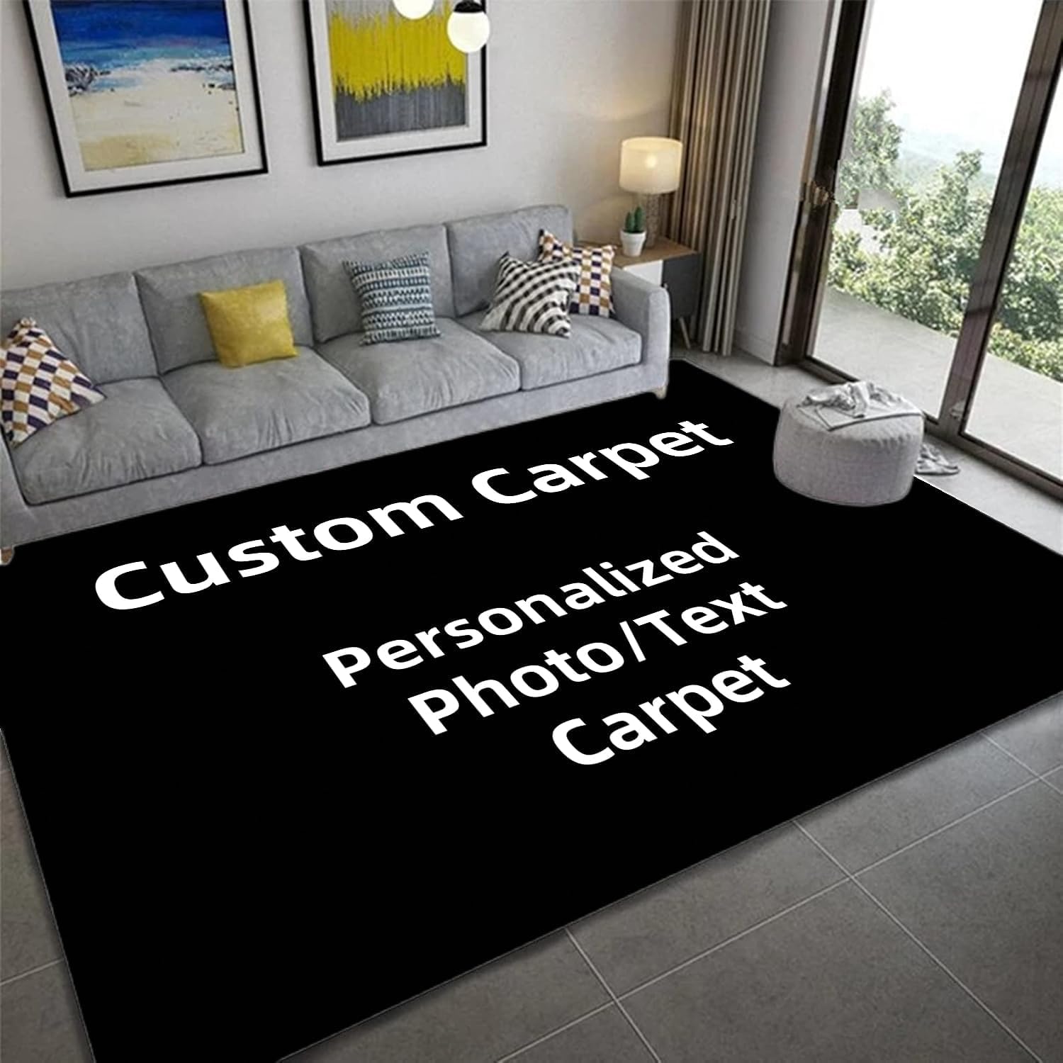 RUILBJ Alfombras Personalizadas, Carga tu Imagen, Felpudo Original, Antideslizante, para Dormitorio, Salón, Habitación Infantil, Pasillo, Entrada (Negro, 60x90cm)