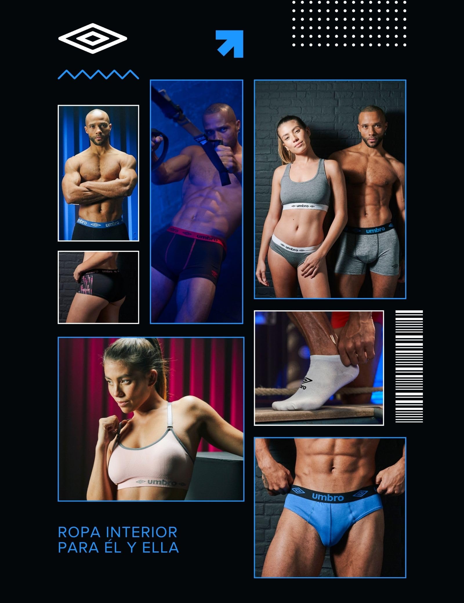 Umbro Calzoncillos Hombre Boxer 100% Algodón, Ropa Interior Hombre, Sostenible, Natural (Lote de 5)