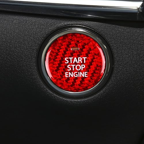 Miniatura 7 de AIRSPEED Cubierta de botón de arranque del motor del automóvil de fibra de carbono para la consola central calcomanía interior para Mazda 3 Axela