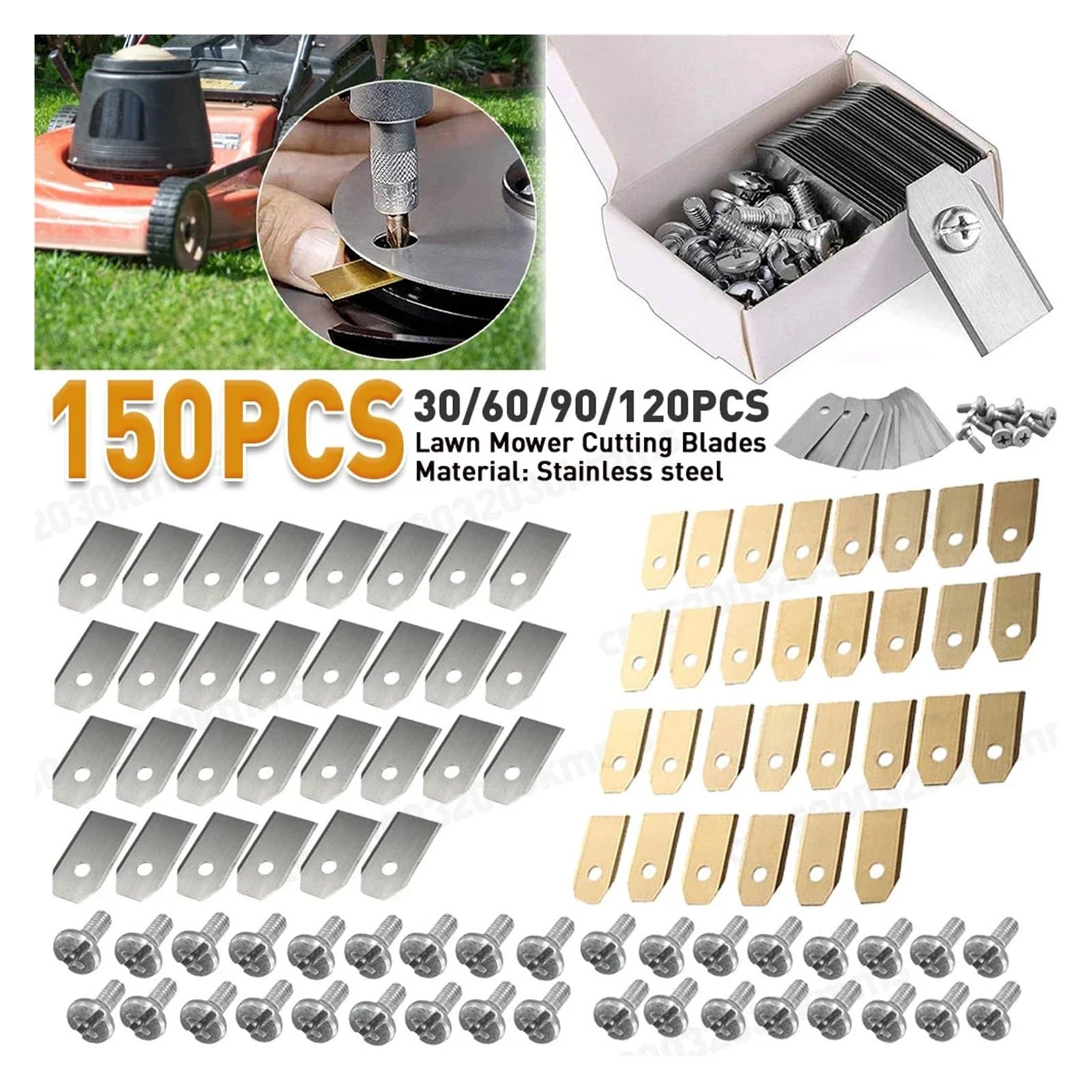 Cuchillas De Repuesto For Cortacésped (30-150 Unidades), Compatibles con Husqvarna, Automower, Gardena Y Robóticas (35 X 18 X 0,75 Mm)(Silver 90PCS)