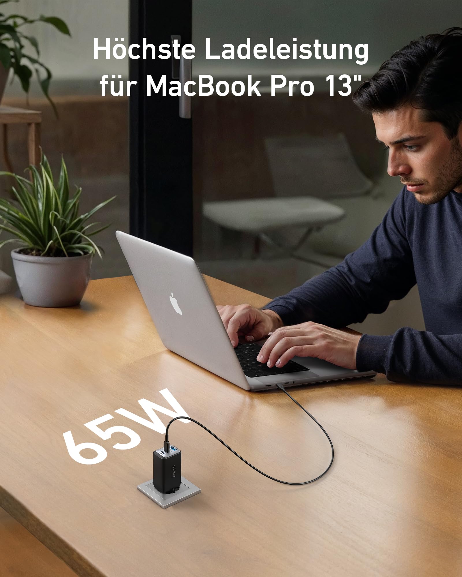 Anker Nano 65W USB C Ladegerät, 3-Port PPS Schnellladegerät, Kompaktes Netzteil für MacBook Pro, iPad Pro, Galaxy S20, Dell XPS 13, Note 20, iPhone 17/16/15 Series