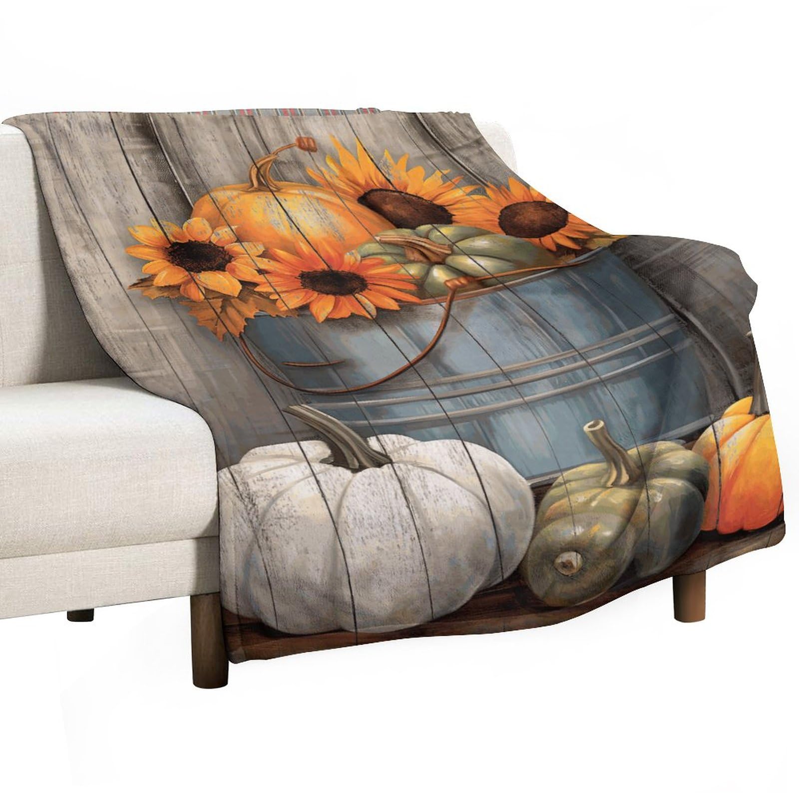 Couverture polaire citrouilles 101x127 cm douce pour canapé
