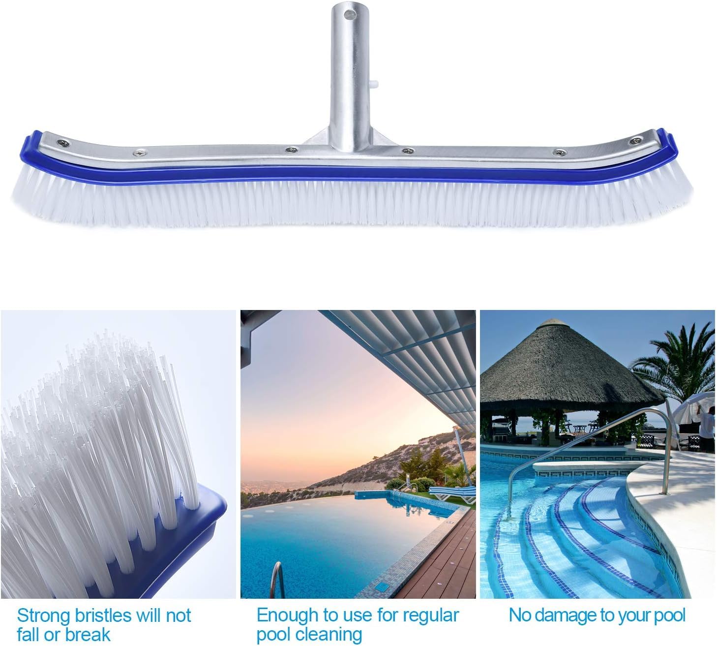 VABNEER Brosse de piscine en plastique durable 45,7 cm pour piscines, étangs, spas, sources chaudes, baignoires, murs et sols