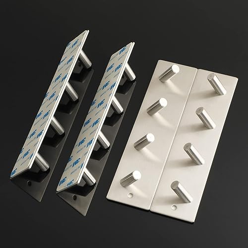 Miniatura 6 de Alise Toallero de baño con gancho para ropa, toalla, toalla, perchero con 4 ganchos, perforación de pared o montaje autoadhesivo 3M, acero