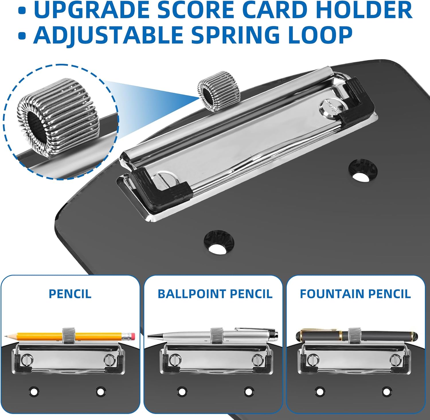 Golf Cart Scorecard Holder with Pencil Holder, 5mm Thick Acrylic, Black-Tinted