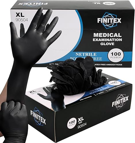 FINITEX Guantes desechables de nitrilo negro para examen médico, 1001000 unidades, 6.3 mil sin polvo, sin látex, guantes para alimentos