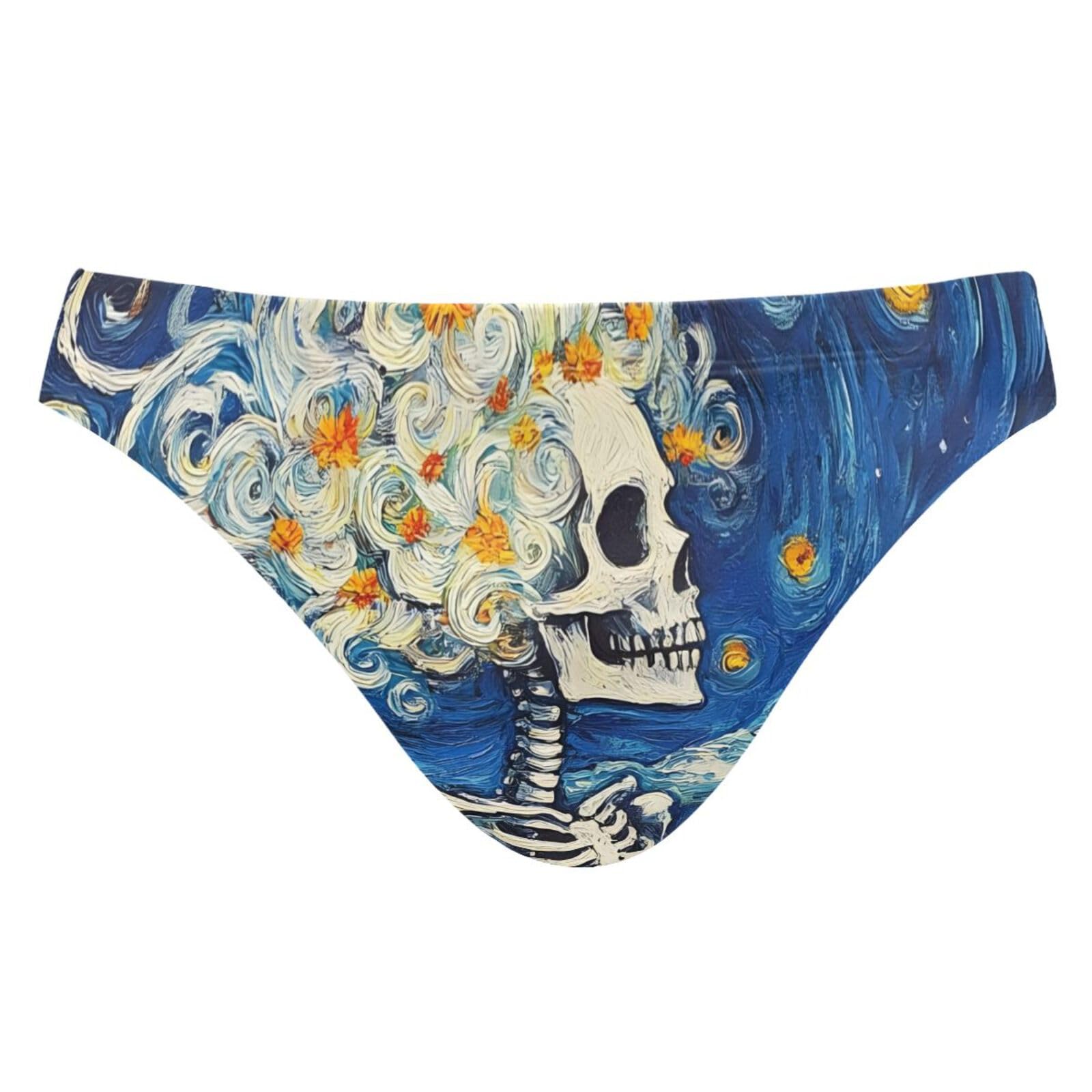 Mens Bikini Swimwear Gothic Skull Skeleton Blooming Wildflowers Starry Sky Swimsuits for Men XXXL 202b8917