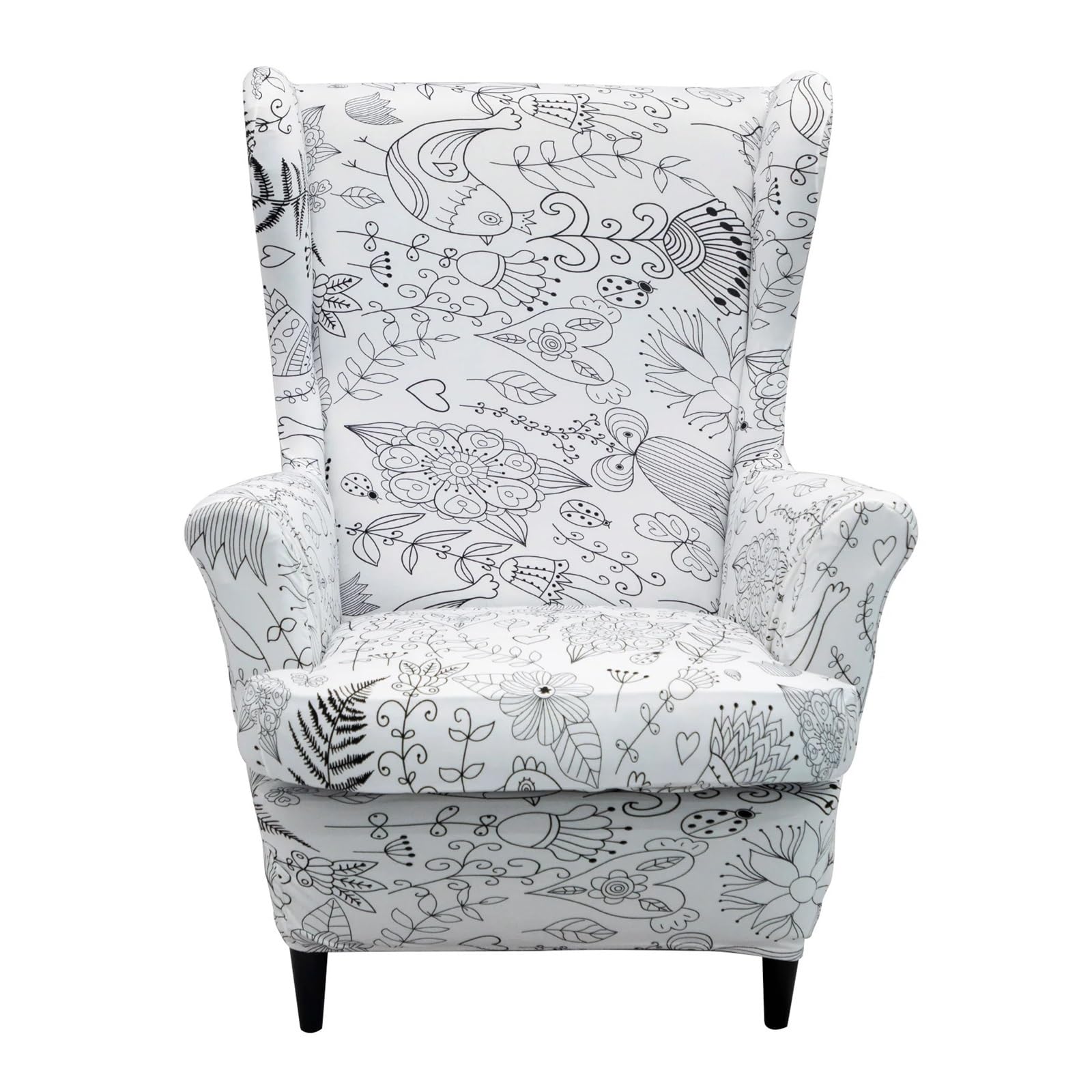GCYEIDMA Wing Chair Slipcover Stretch Wingback Sofa Slipcover Floral Print Armchair Protector Couch Wing Chair Slipcovers Sloping Arm Back Covers(Color1)