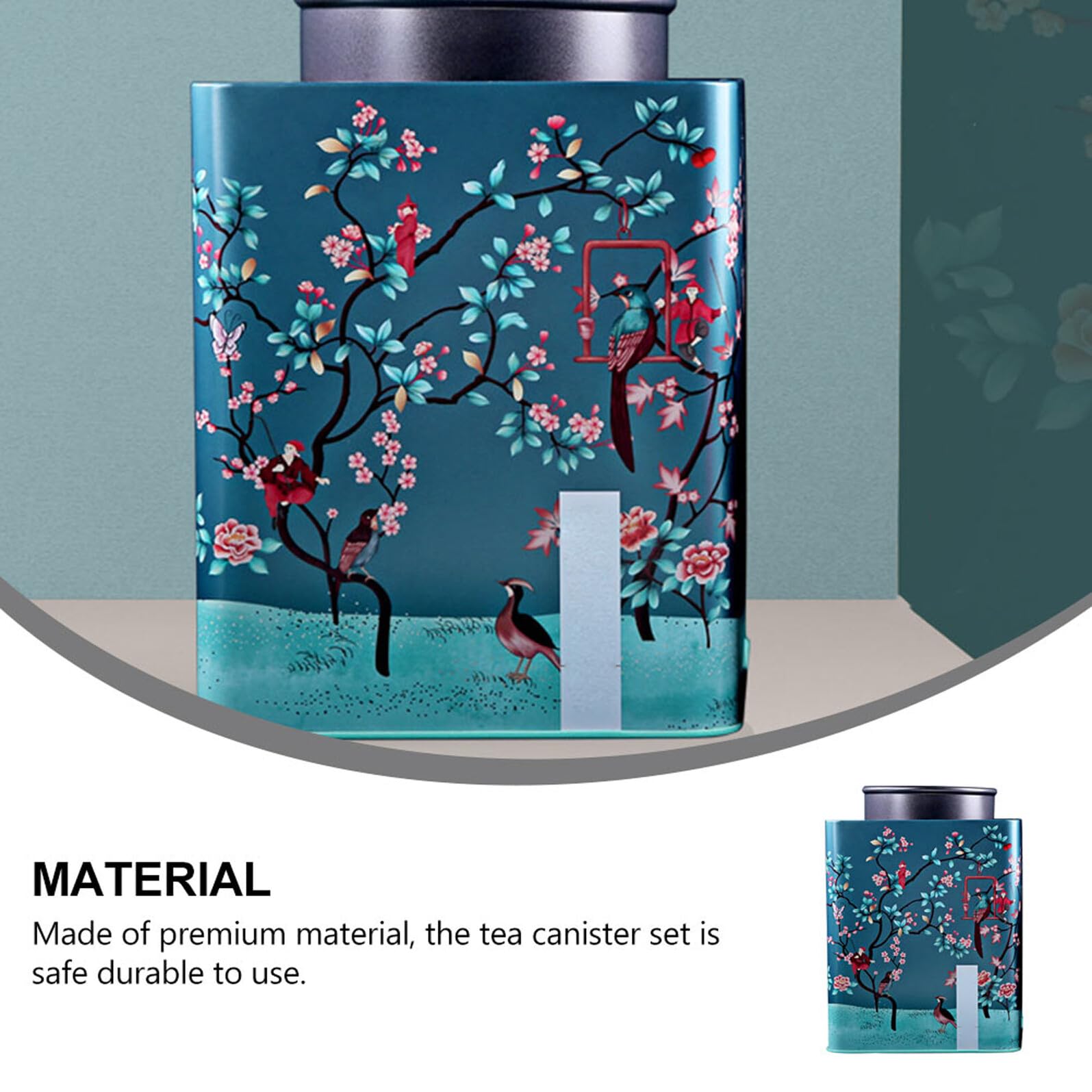 Zerodeko Lata de Té Azul y para Almacenamiento y Obsequio de Hojalata con Bolsa para Proteger y Mantener Limpias, Diseño Festivo