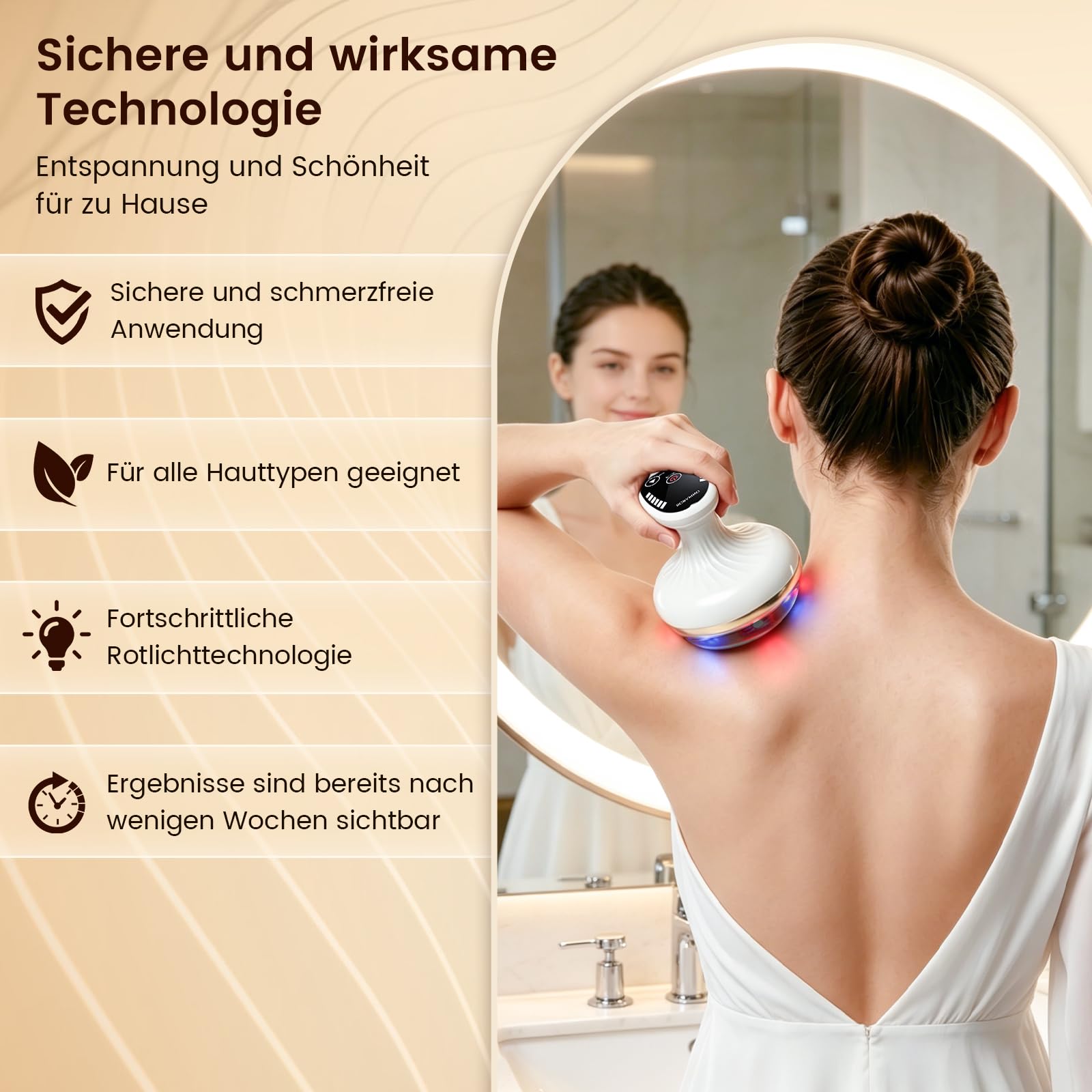 Vacuvia Cellulite Massager,4-in-1 Vakuum Massagegerät gegen Cellulite für straffere Haut,Verbesserte Durchblutung&Professionelle Tiefenmassage mit Wärmetherapie&LED-Licht, Anti-Cellulite Massagegerät