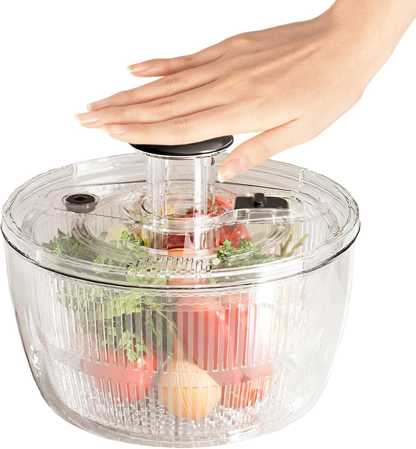 Salad Spinner - Large Capacity Washer Bowl,Fruit Cleaner Salad Bowl Strainer,for Washing Meal Prep Storage Home Refrigerator Camping Rv Picnic Party