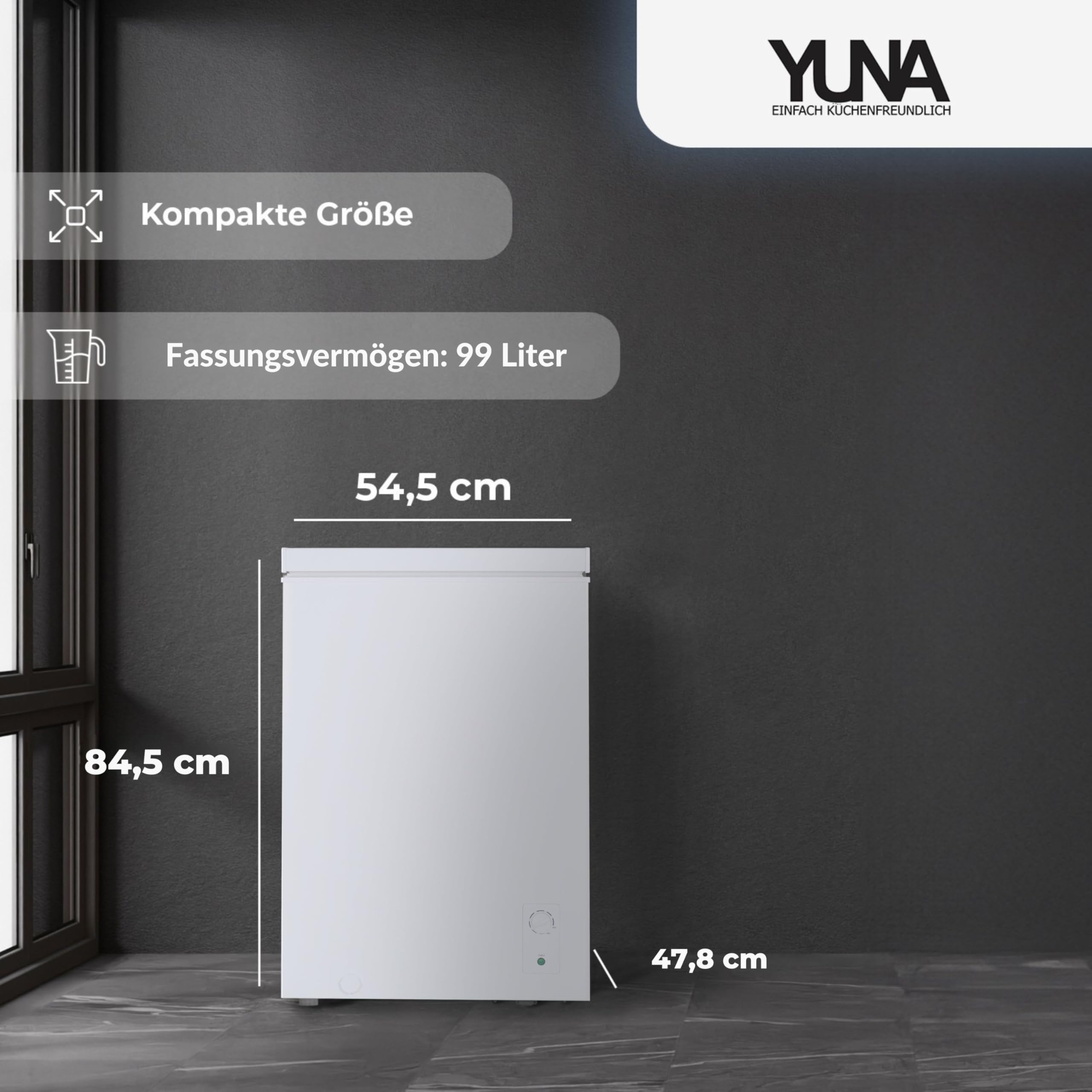 YUNA FROSTER 100 D silber 99 Liter Gefriertruhe Truhe Gefrierfach Gefrierschrank Schrank
