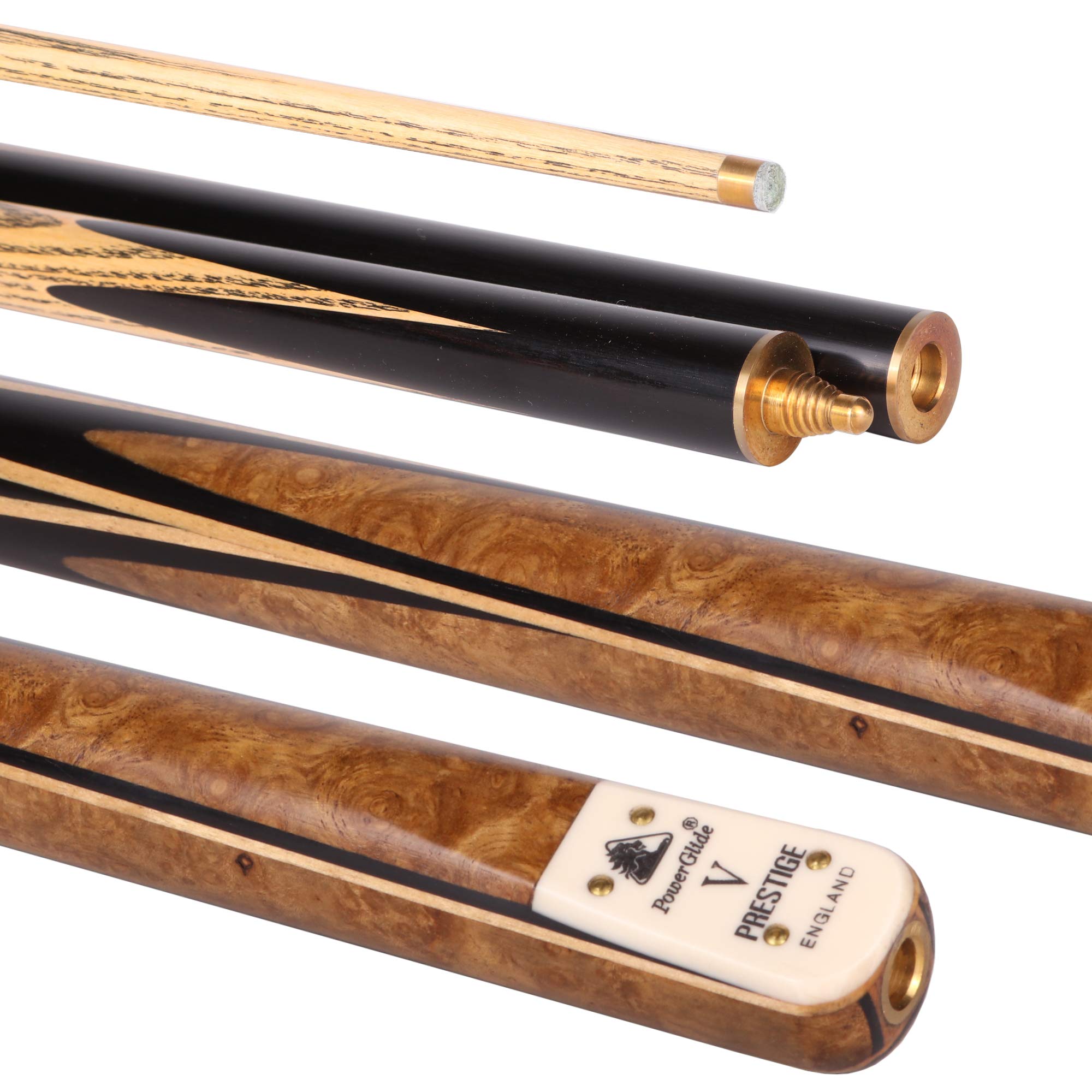 PowerGlide Prestige V Snooker Cue, Ebony Butt with Maple & Burwood Splices,  Matched Grain, 34 Jointed, 9.5 mm Tip, 18 oz : Amazon.com.au: Sports,  Fitness & Outdoors