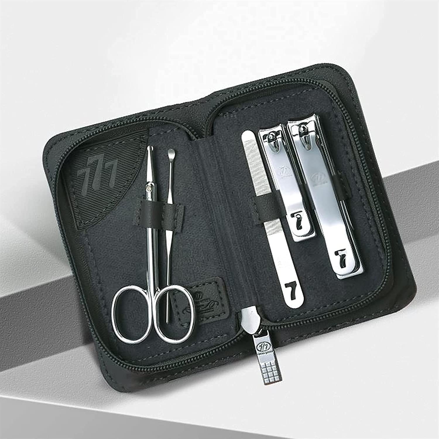 Kit de Cuidado de Uñas Juego de Manicura 5 en 1 Kit de Pedicura de Acero Inoxidable Professional Cojillas de Uñas Herramientas de Cuidado de Uñas, Kit de Aseo con Tijeras para el Cabello de la N