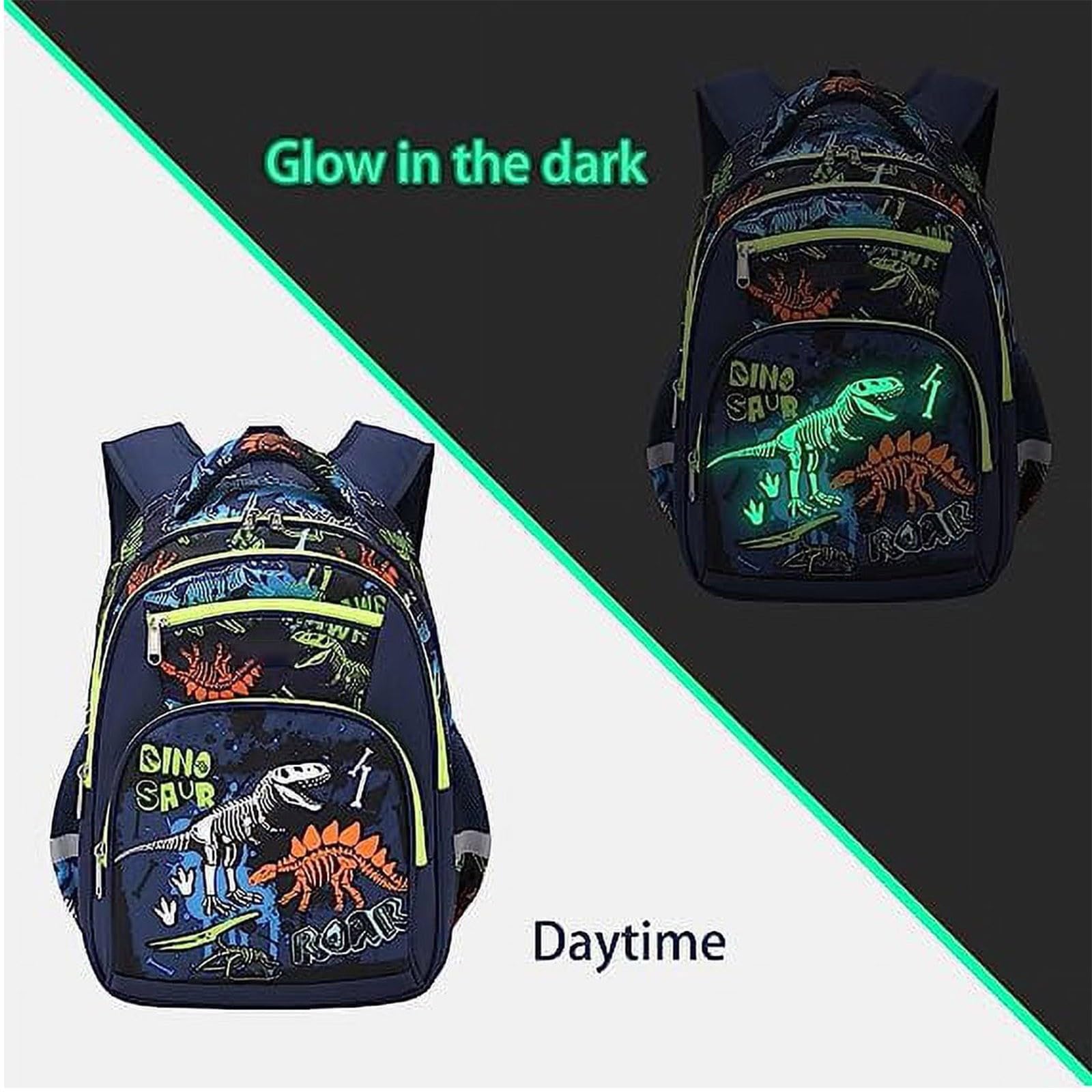 Set di 3 zaini per ragazzi con scatola per il pranzo astuccio per matite borsa per libri scolastici per bambini scuola prescolare Bookbag per ragazzo e ragazza zaino da trekking piccolo, Verde