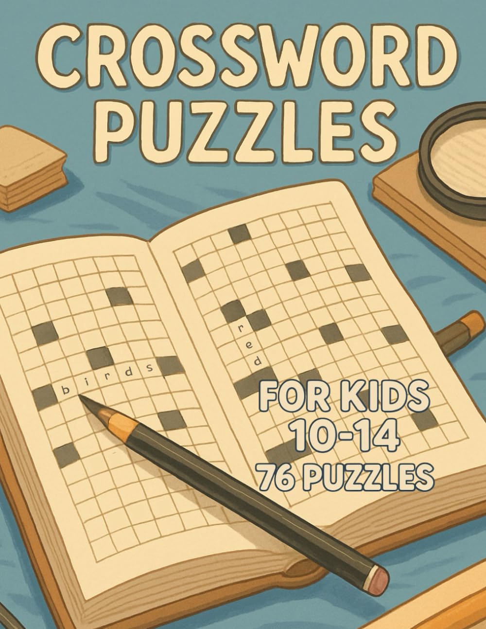 CROSSWORD PUZZLES For kids ages 10-14: Fun and challenging various 76 puzzles