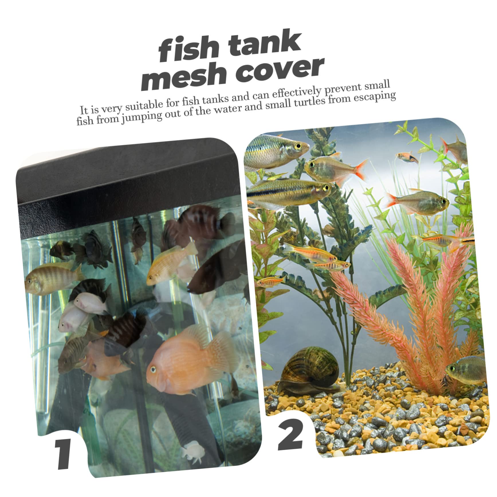 TEHAUX Couvercle D'Aquarium Filet Anti-Saut Transparent, Filet De Protection Ajustable Et DéCoupable, Accessoire Pratique pour Aquarium, EmpêChe Les Poissons De Sauter Et ProtèGe Contre Les Chats