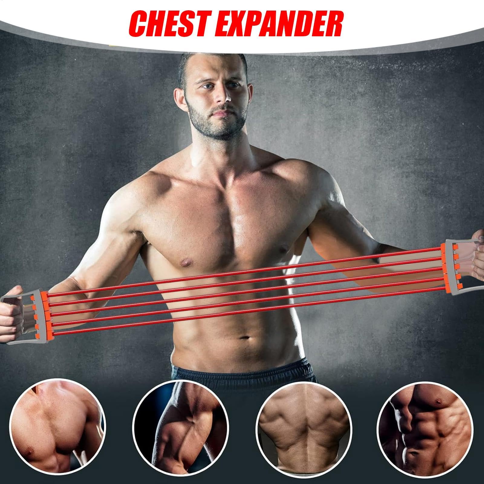 Fasce di resistenza per fitness, fasce elastiche per esercizi di braccia, 5 molle, regolabili, espansore toracico | Corde elastiche, dispositivo di allenamento per braccia per allenamento
