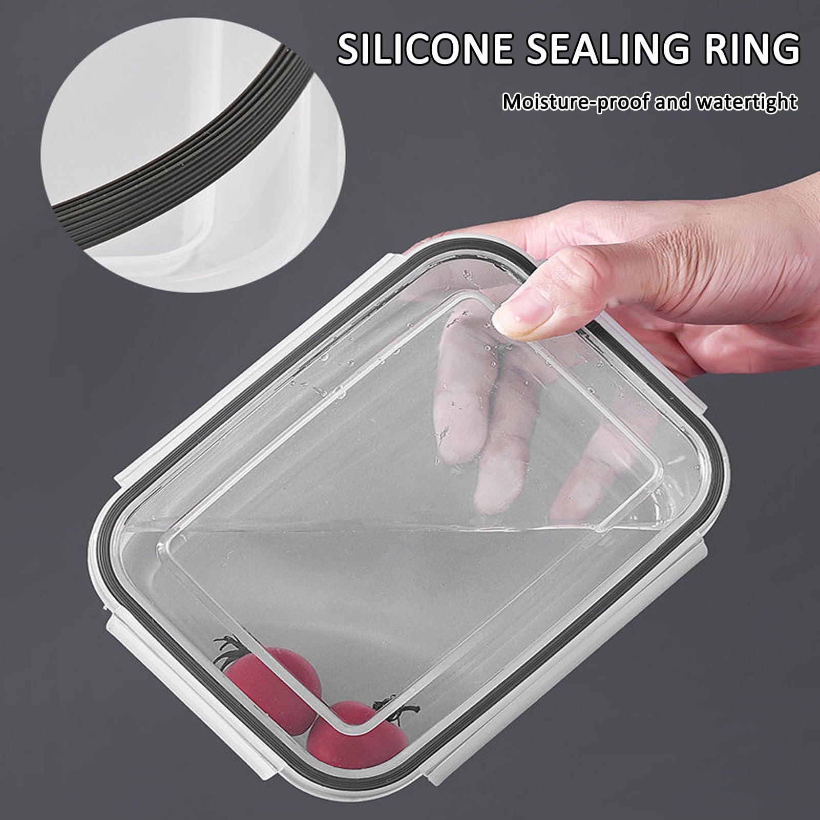 4-in-1-Frischhaltedose mit Deckel und Ablaufkorb, transparente Organizer für Speisekammer und Kühlschrank, tragbare Obst- und Gemüse-Aufbewahrungsbox