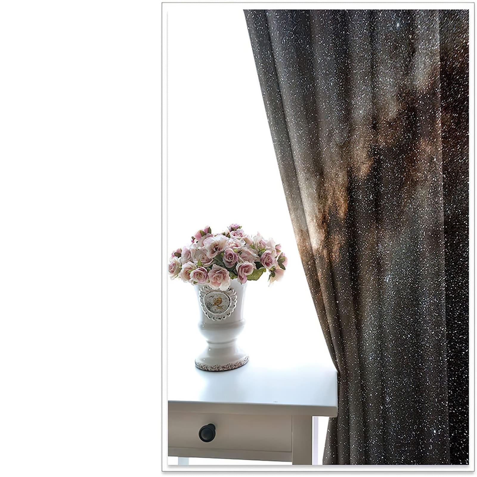 Cortinas opacas para interiores, juego de 2 unidades, cortina opaca con anillas, diseño de paisaje de cielo estrellado, universo, cortinas para dormitorio o salón moderno, 107 x 138 cm (ancho