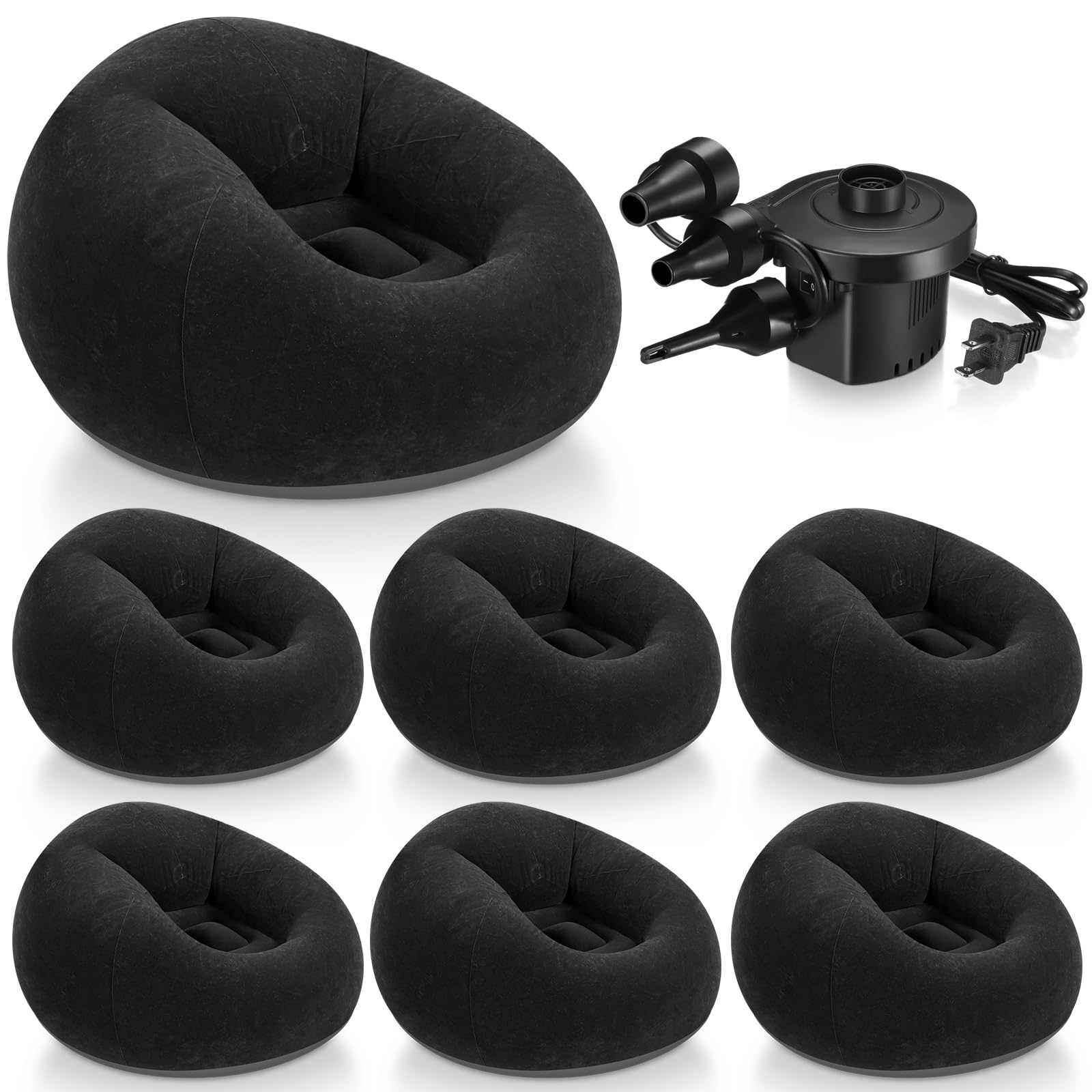 Photo 1 of Realspring 6 9 12 Pcs Inflatable Bean Bag Chairs for Adults with Electric Air Pump, Blow up Couch Folding Portable Inflatable Couch Lazy Sofa for Outdoor Movie Night Camping(Black,6 Pcs)