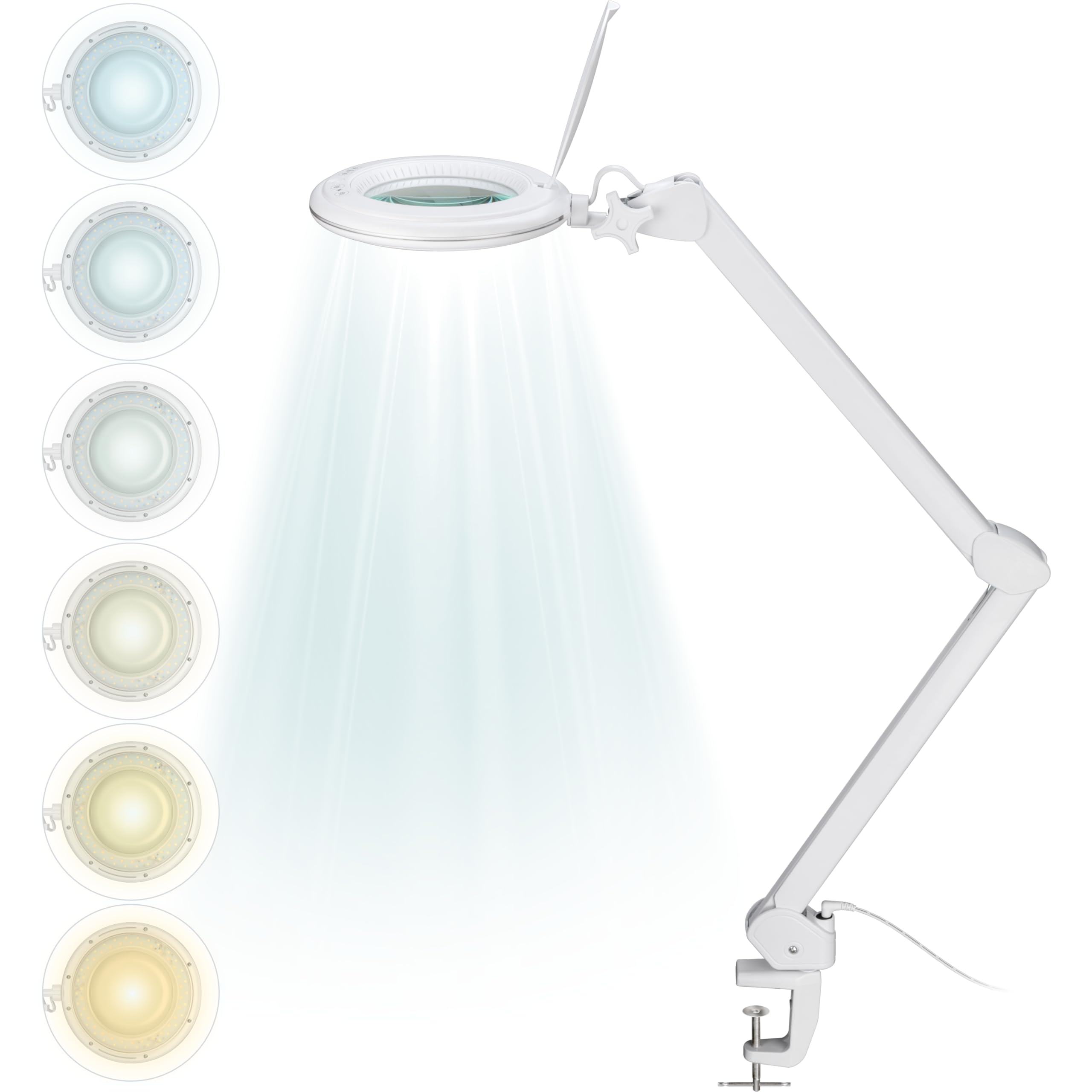 goobay 60364 LED Lupenleuchte mit Klemme/Lupenlampe aus Plastik / 10 W Leistungsaufnahme/Lichtstrom 800 lm/Betriebsspannung 230 V (AC) / Weiß