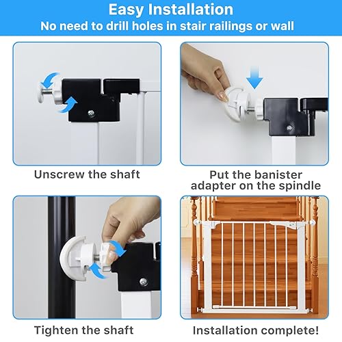 Miniatura 6 de Paquete de 2 adaptadores de barandilla de puerta de bebé para puertas de escalera montadas a presión, kit de piezas de hardware universal para