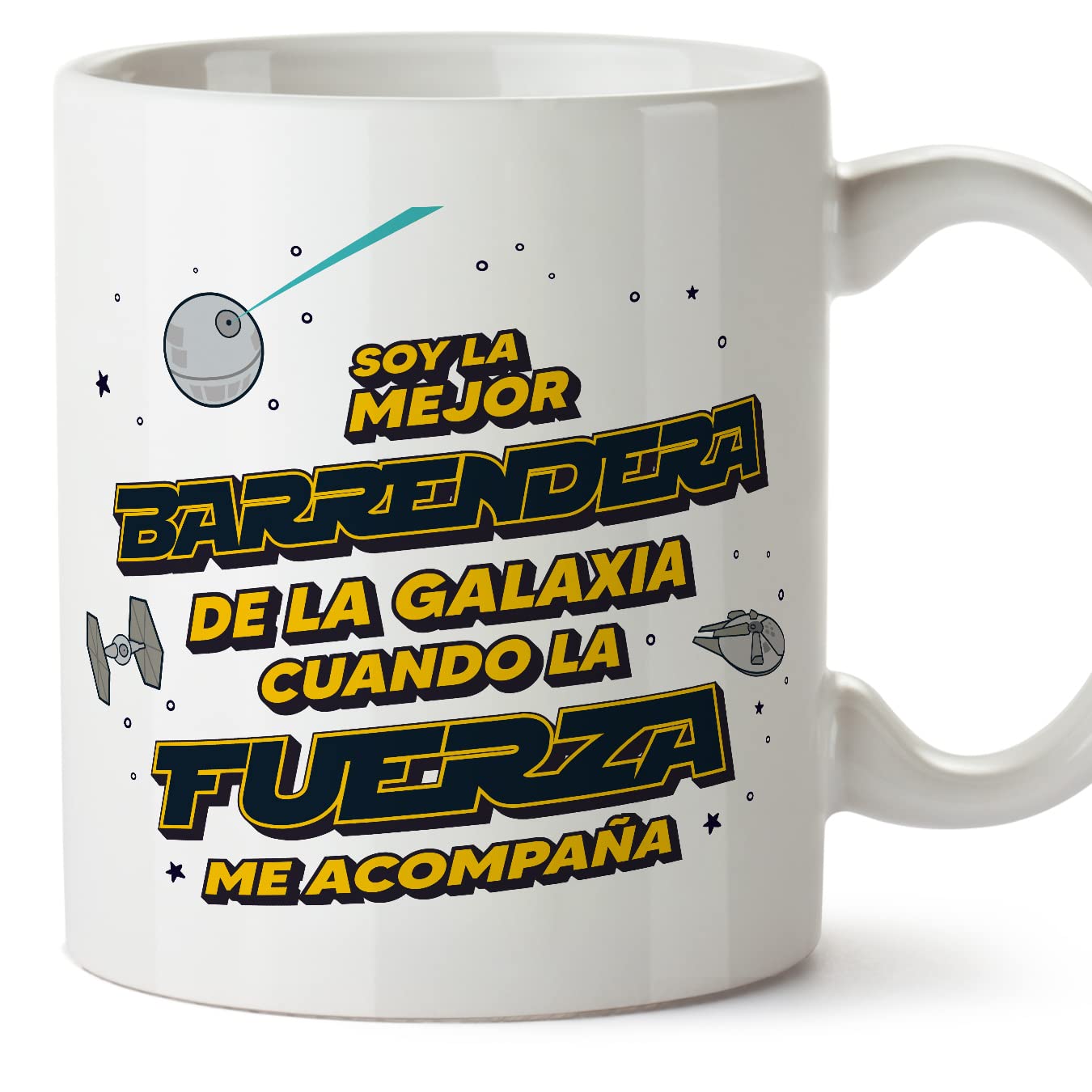 MUGFFINS Tazas para JEFE hombre - En Español - Mejor de la Galaxia Cuando Fuerza me Acompaña - 11 oz / 330 ml - Regalo original y divertido — view 357