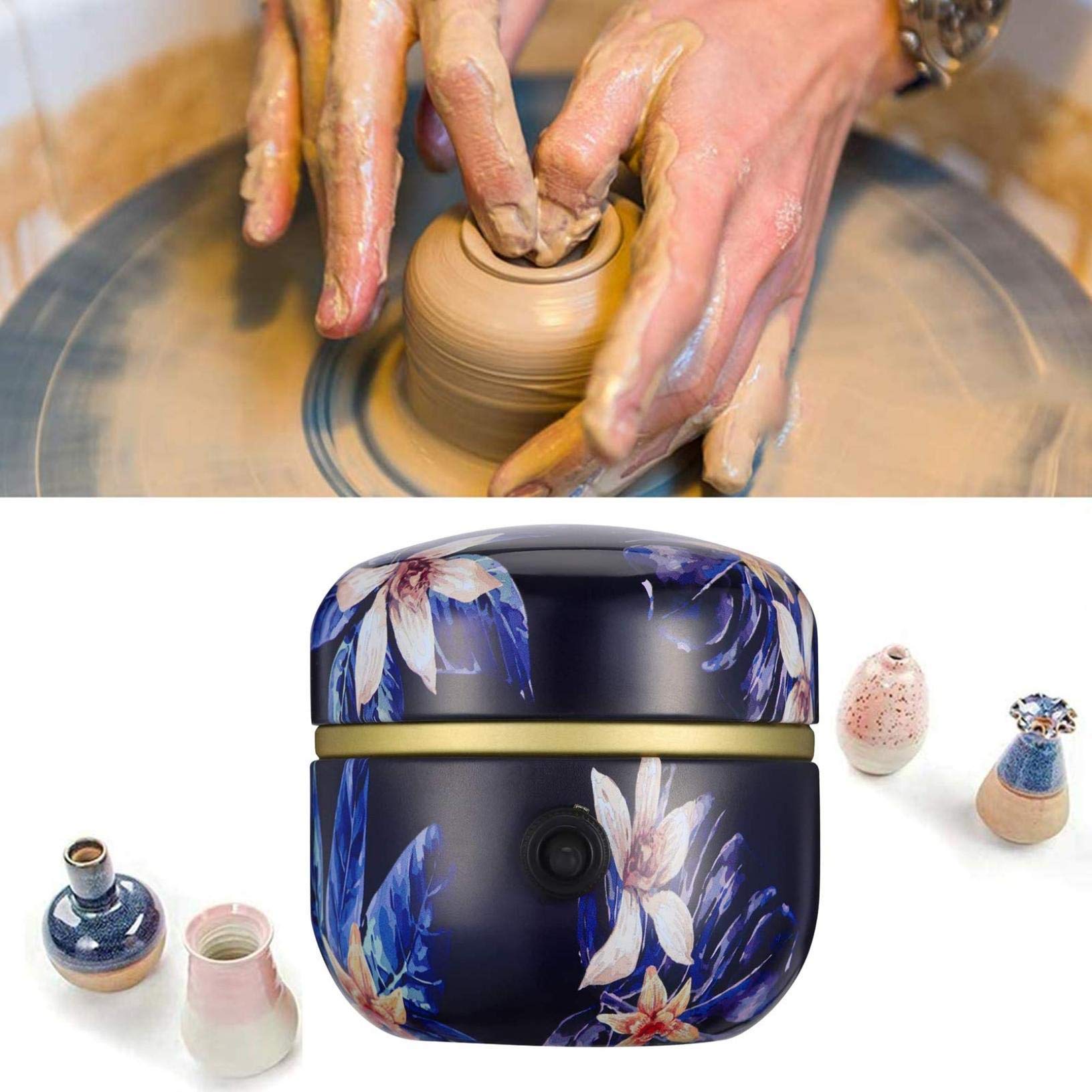 Mini tornio in Ceramica con Vassoio per Bambini, tornio Elettrico in Ceramica Fai da Te Strumenti in Argilla, Arte Ceramica per Bambini Adulti con Vassoio, 1500 Giri/min, B Silenzioso