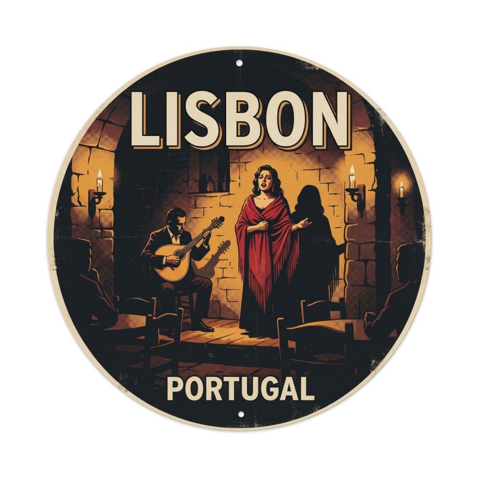 Olhnbad Style Portugal Lisbon Fado Singer Regional Culture Metal Tin Sign