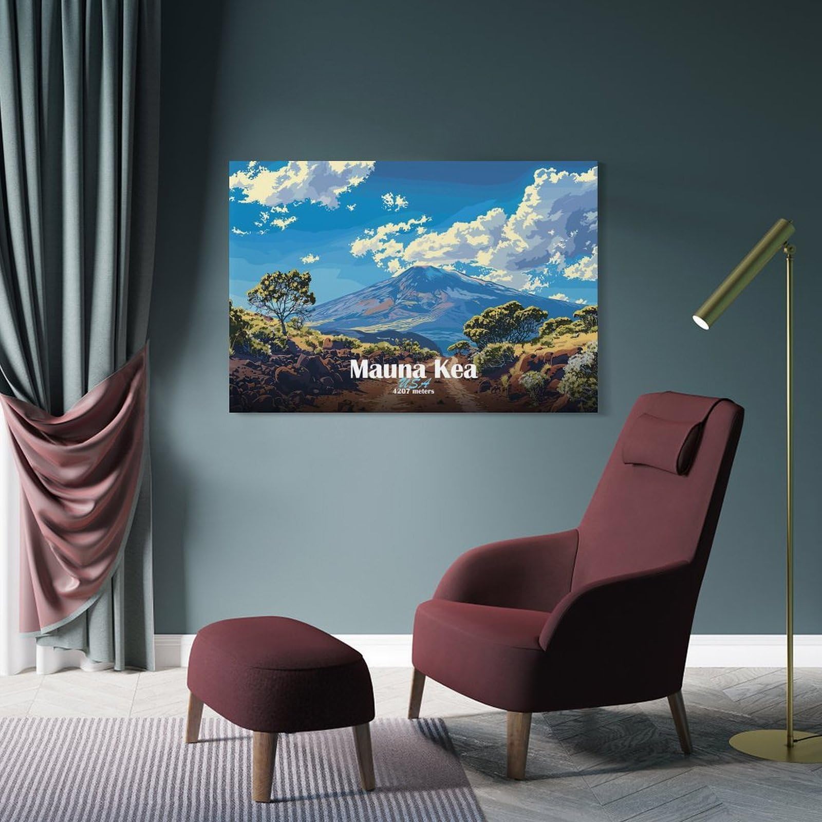 Junmoney Mauna Kea Mountain Decorative Wall Artwork 20x30inch(50x75cm), for Entrance Spaces, Stair Walls Or Halls, A Stylish Accent for Home Entrances