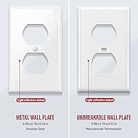 Vista 68 de ENERLITES Placa de pared de metal dúplex para receptáculos, cubierta de salida de acero inoxidable, resistente a la corrosión, tamaño de 1 banda