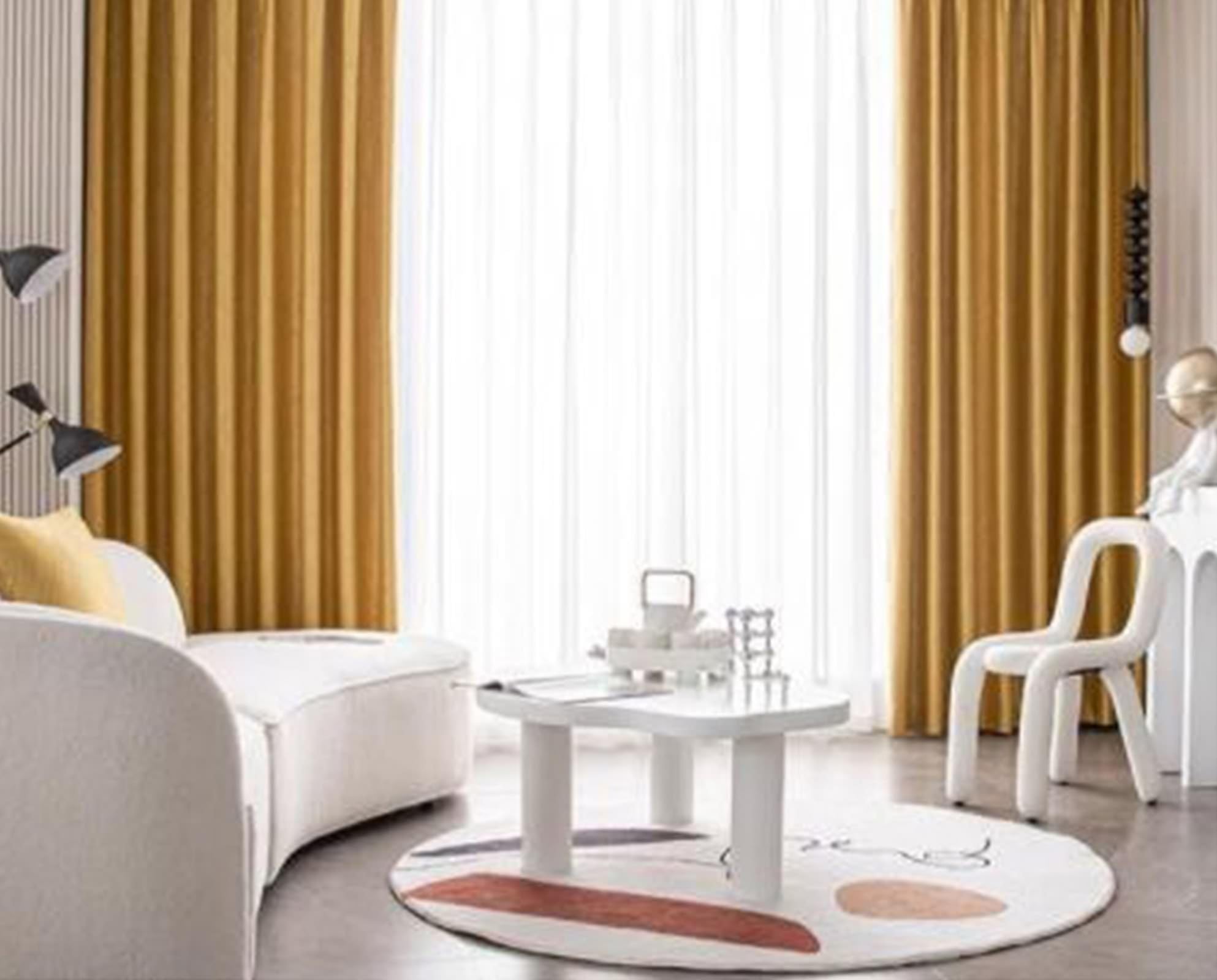 Rideaux pour salon jaune en polyester : créez une ambiance cosy avec ce lot de 2